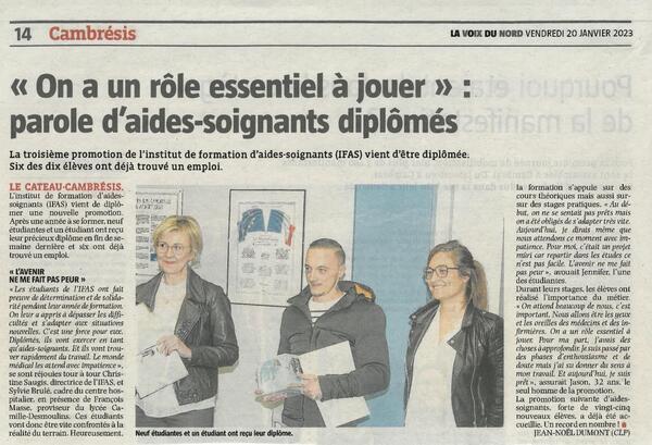 2022-01-20 VDN Article remise diplomes IFAS Janvie